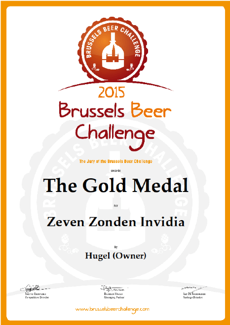 Brussels Beer Challenge 2015 - Gold - The Brew Society Award gewonnen door The brew society te Kortrijk I